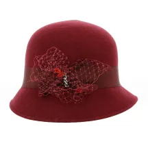 Maithe Burgundy Wool Felt Cloche Hat - Traclet Reference: 18660 | Traclet Hat Shop