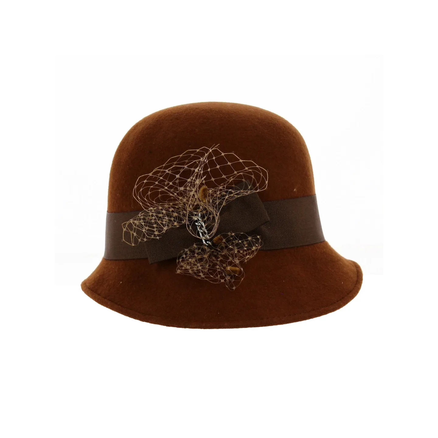 Maithe Cloche Hat Chocolate Wool Felt - Traclet