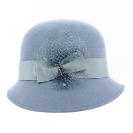 Maithe Wool Felt Cloche Hat Sky blue - Traclet