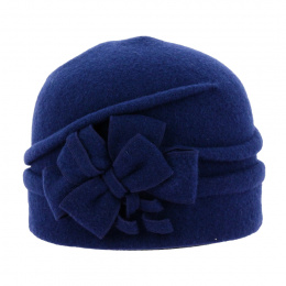 Akuna Women's Hat in Navy Wool - Traclet