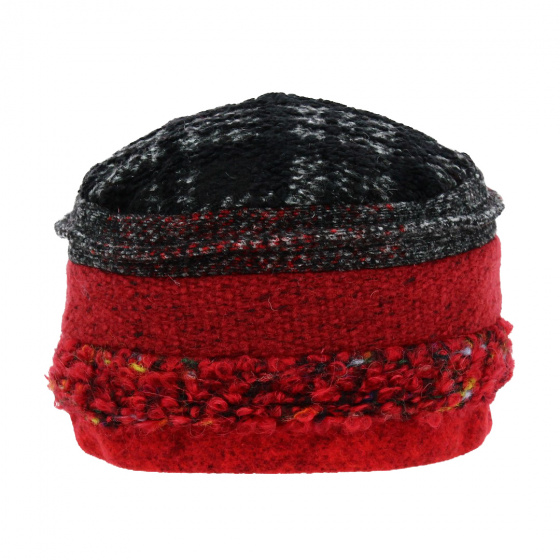 Red & Black Upcycling Toque - Traclet