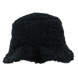 Black Sheepskin Effect Bucket Hat - Traclet