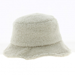 Cream Faux Sheepskin Bucket Hat - Traclet