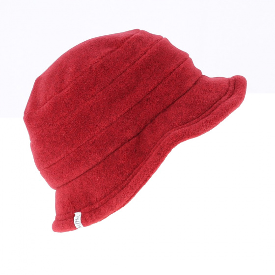Elza Red fleece bucket hat with ear flaps - Traclet