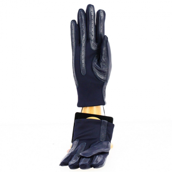 Gants Tactile Cuir Mouton Marine - Isotoner
