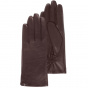 Women's Brown Leather Touch Screen Gloves - Isotoner