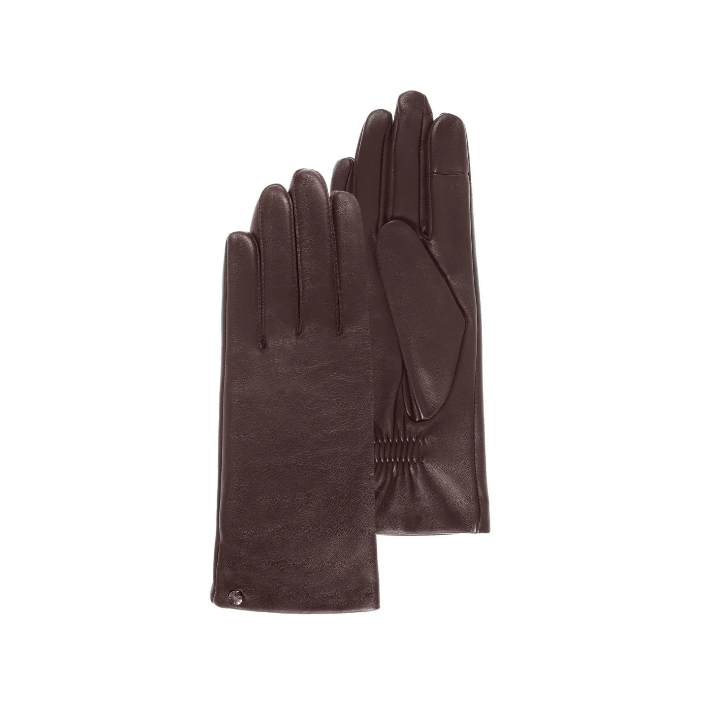 Women's Brown Leather Touch Screen Gloves - Isotoner Reference: 18723