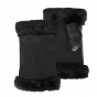 Women's Black Lambskin Leather Fingerless Gloves - Isotoner
