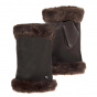 Brown Lambskin Leather Women's Fingerless Gloves - Isotoner