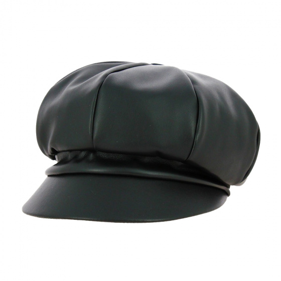 Black Polyester Newsboy Cap - Traclet