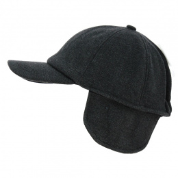 Baseball Cap Grey Wool Earflaps - Traclet