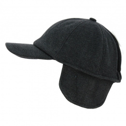 Grey Wool Baseball Cap with Ear Flaps - Traclet