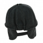 Baseball Cap Grey Wool Earflaps - Traclet