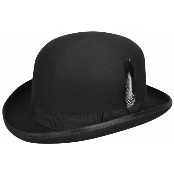 Black Felt Derby Bowler Hat - Bailey