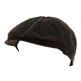 Casquette Plate Cache-oreilles Gallagher Coton ciré Marron - Traclet