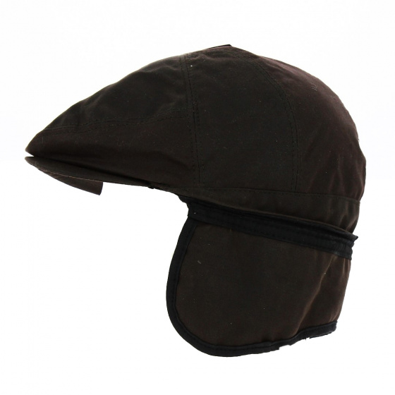 Casquette Plate Cache-oreilles Gallagher Coton ciré Marron - Traclet