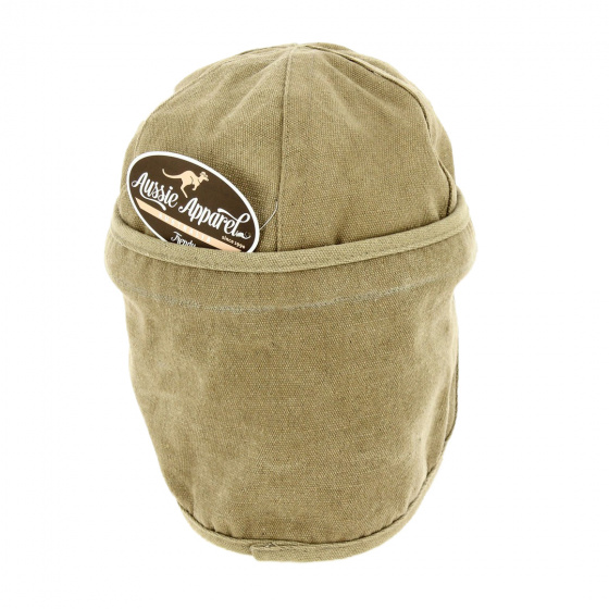 Baseball Cap with Ear Flaps Cotton Beige - Traclet