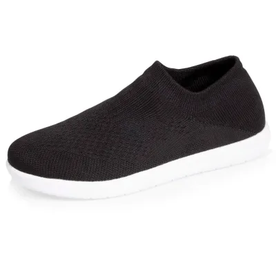 Black Laceless Stretch Knit Sneakers - Isotoner