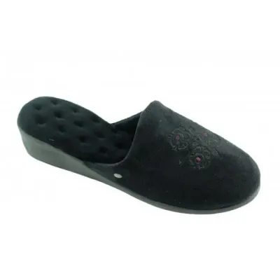Chaussons mules femme Suédine - talon 4 cm - Isotoner Référence : 14870 | Chapellerie Traclet