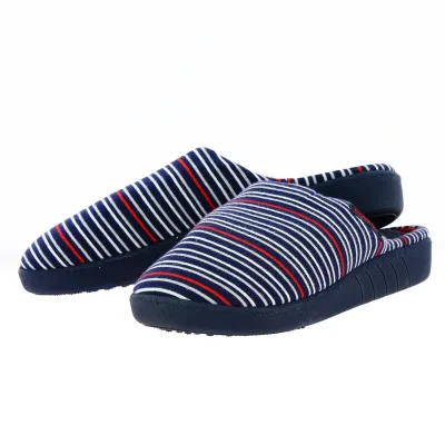 Women's Blue Striped Mule Slippers with X-TRA COMFORT Sole - Isotoner Reference: 14871 | Traclet Hat Shop
