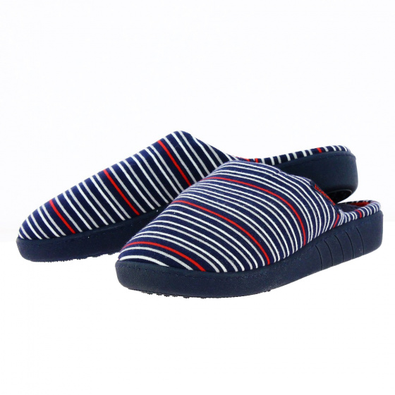 Women's Mule Slippers Blue Stripes X-TRA COMFORT Sole - Isotoner
