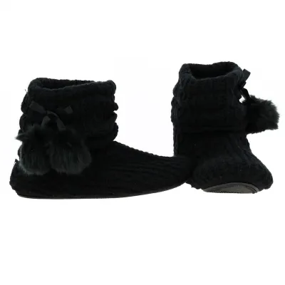 Black knitted bootie slippers - Isotoner Reference: 14824 | Traclet Hat Shop