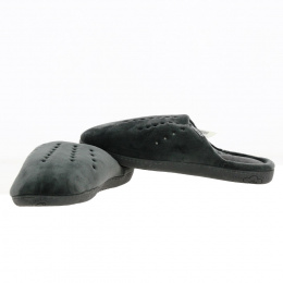 Chaussons mules Femme Velours Gris Semelle X-TRA CONFORT - Isotoner