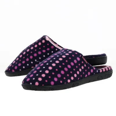 Mules Femme Velours Pois Rose Semelle X-TRA CONFORT - Isotoner Référence : 18799 | Chapellerie Traclet
