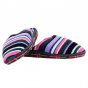 Women's Mules Velvet Stripes Purple Sole X-TRA CONFORT - Isotoner