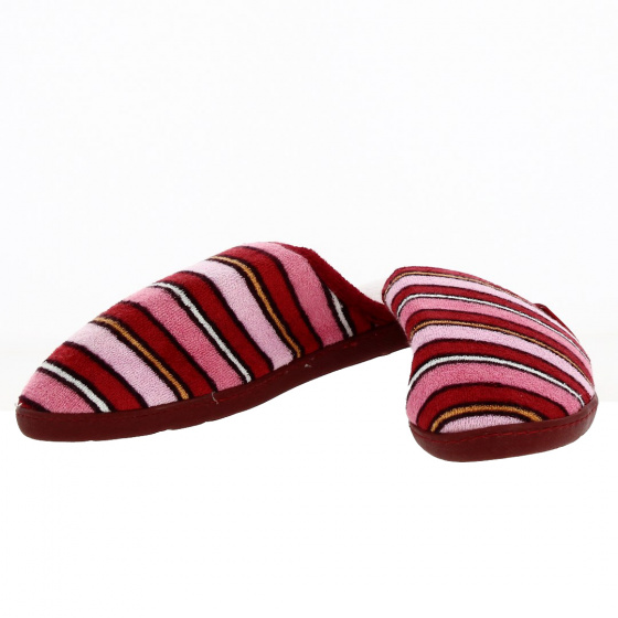 Women's Velvet Slippers with Red Stripes X-TRA COMFORT Sole - Isotoner