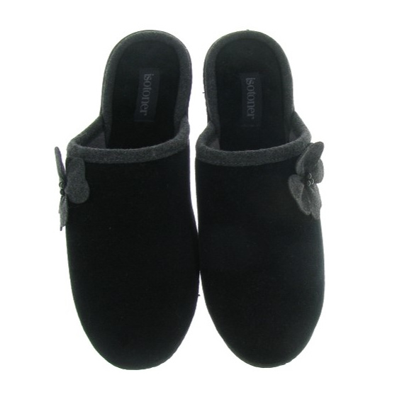 Mules Femme Velours Noir Semelle X-TRA CONFORT - Isotoner Mules Femme Velours Noir Semelle X-TRA CONFORT - Isotoner