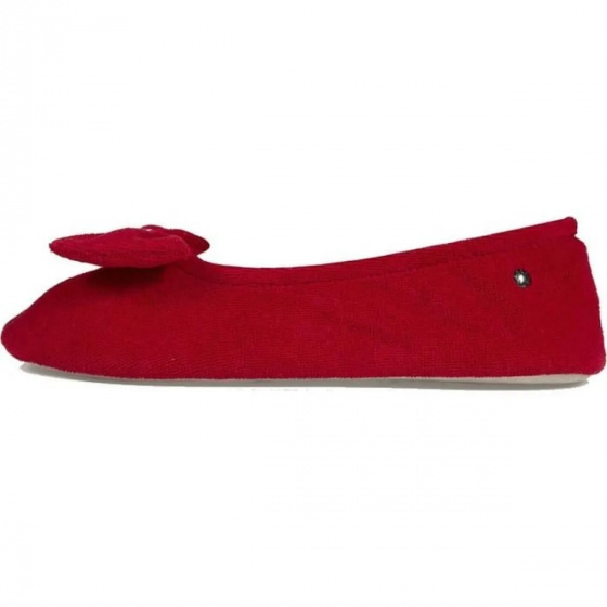 Women's Sponge Ballet Flats with Red Bow - Isotoner