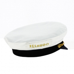 Personalized White Cotton Commodore Sailor Cap - Traclet