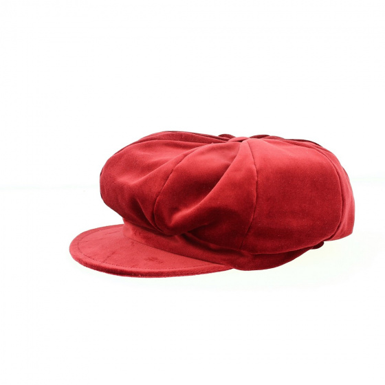 Gavroche cap red/bordeaux velvet - Traclet