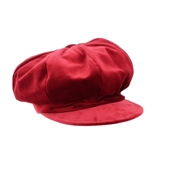 Casquette forme Gavroche en velours rouge/bordeaux - Traclet