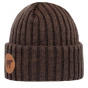 Brown Merino Wool Björn Beanie with Cuff - Super Yellow