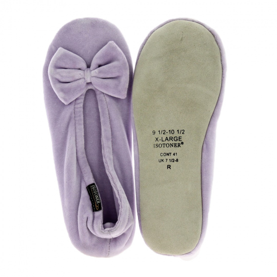 Women's Micro-velvet Ballet Slippers with Bow - Isotoner