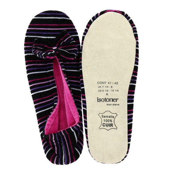 Ballerines Femme Rayures Semelle Cuir - Isotoner