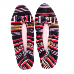 Women's Striped Ballet Flats with Leather Sole - Isotoner