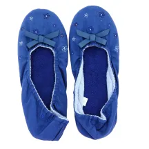 Chaussons Ballerines Femme Bleu Roi - Isotoner Reference : 18831| Chapellerie Traclet