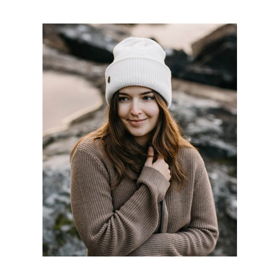 Norden Merino Wool Cuffed Beanie Vanilla - Super Yellow