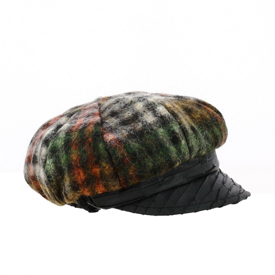 Elsa Black Wool Newsboy Cap - Traclet