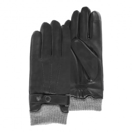 Men's Black Lambskin Leather Gloves - Isotoner