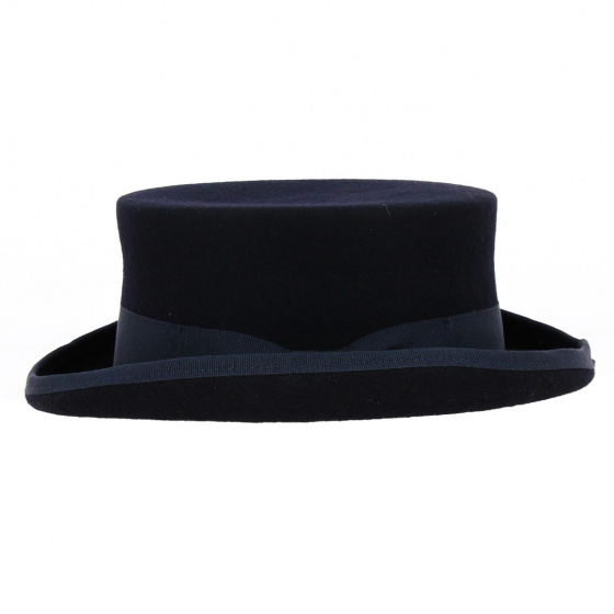 Navy Wool Felt Half Top Hat - Fléchet