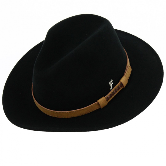 Black Wool Felt Traveller Walky Hat - Fléchet
