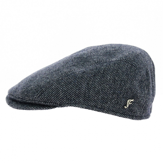 Blue Striped Wool Flat Cap - Flechet