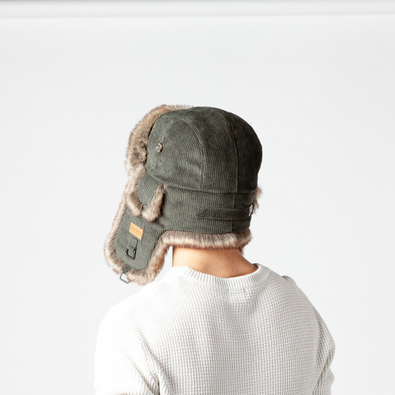 Almond Green Army Rib Bomber Trapper Hat - Barts