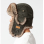 Almond Green Army Rib Bomber Trapper Hat - Barts