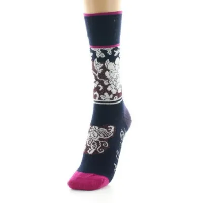 Chaussettes Femme Fleur Laine Made in France - Berthe   Reference : 18903| Chapellerie Traclet