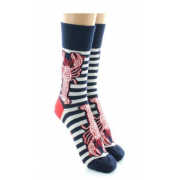 Striped Lobster Wool Socks Made in France - Berthe